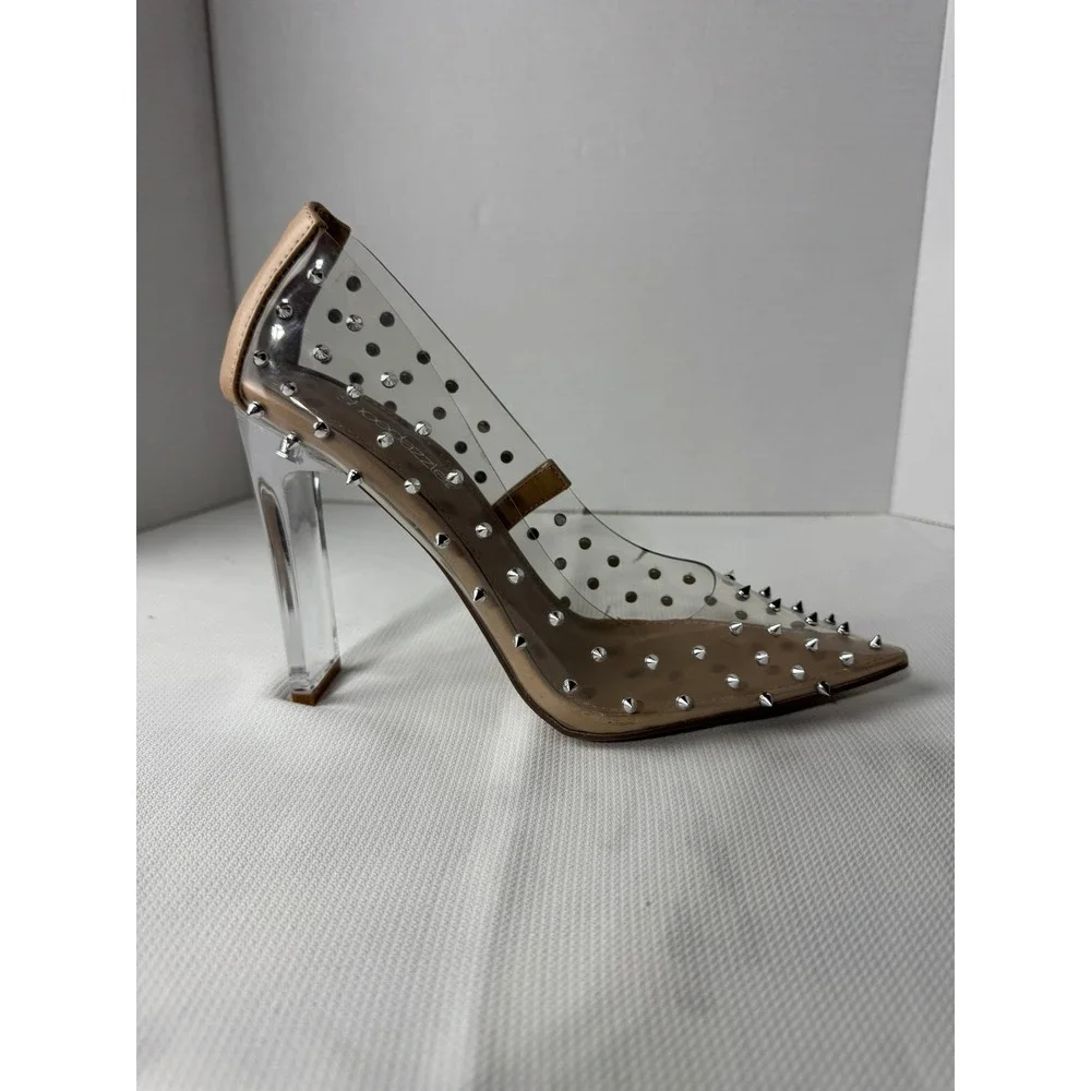 Shoe Dazzle Jamie Clear With Silver Studs Pumps Women's Size 8.5 great for PROM - Picture 4 of 14
